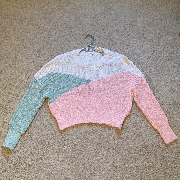 debut Sweaters - 🚨LAST CHANCE!!🚨 Debut Colorblock Cropped Sweater
